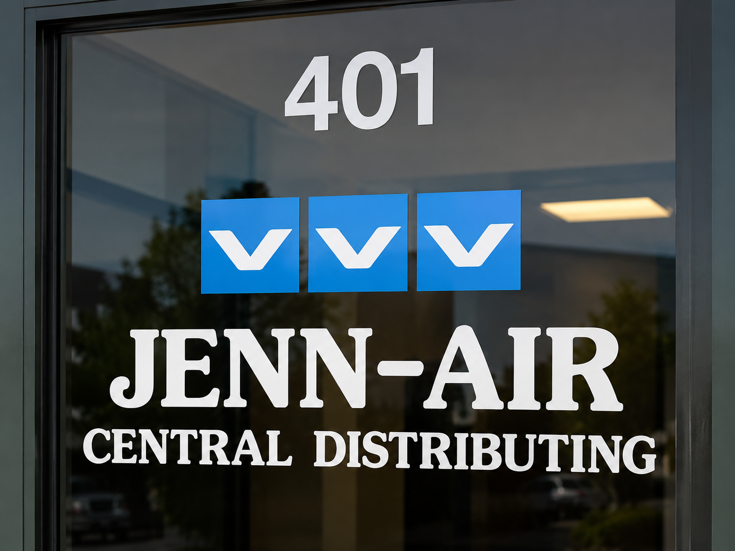 Jenn-Air Central Distributing entrance door lettering