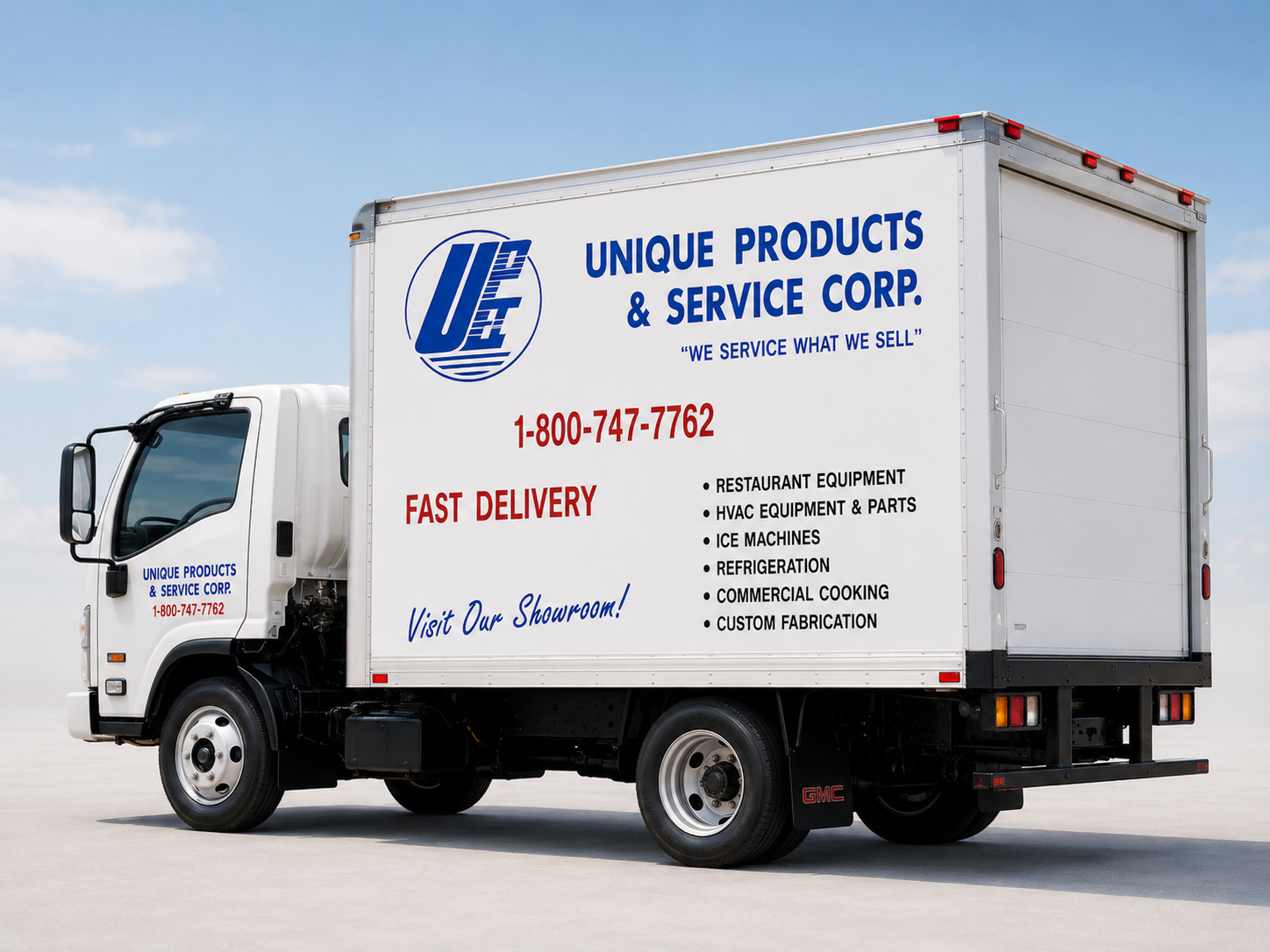 Unique Products & Service Corp box truck lettering