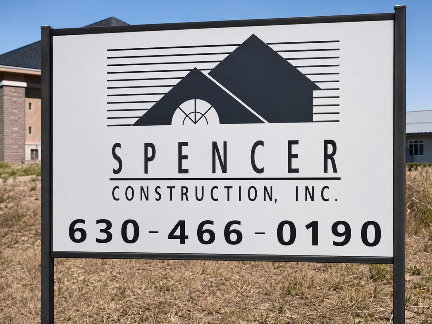 Spencer Construction, Inc. property sign in black vinyl
