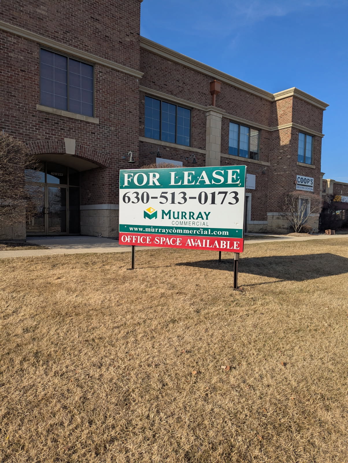 Murray Commercial 'For Lease' post-mounted property sign
