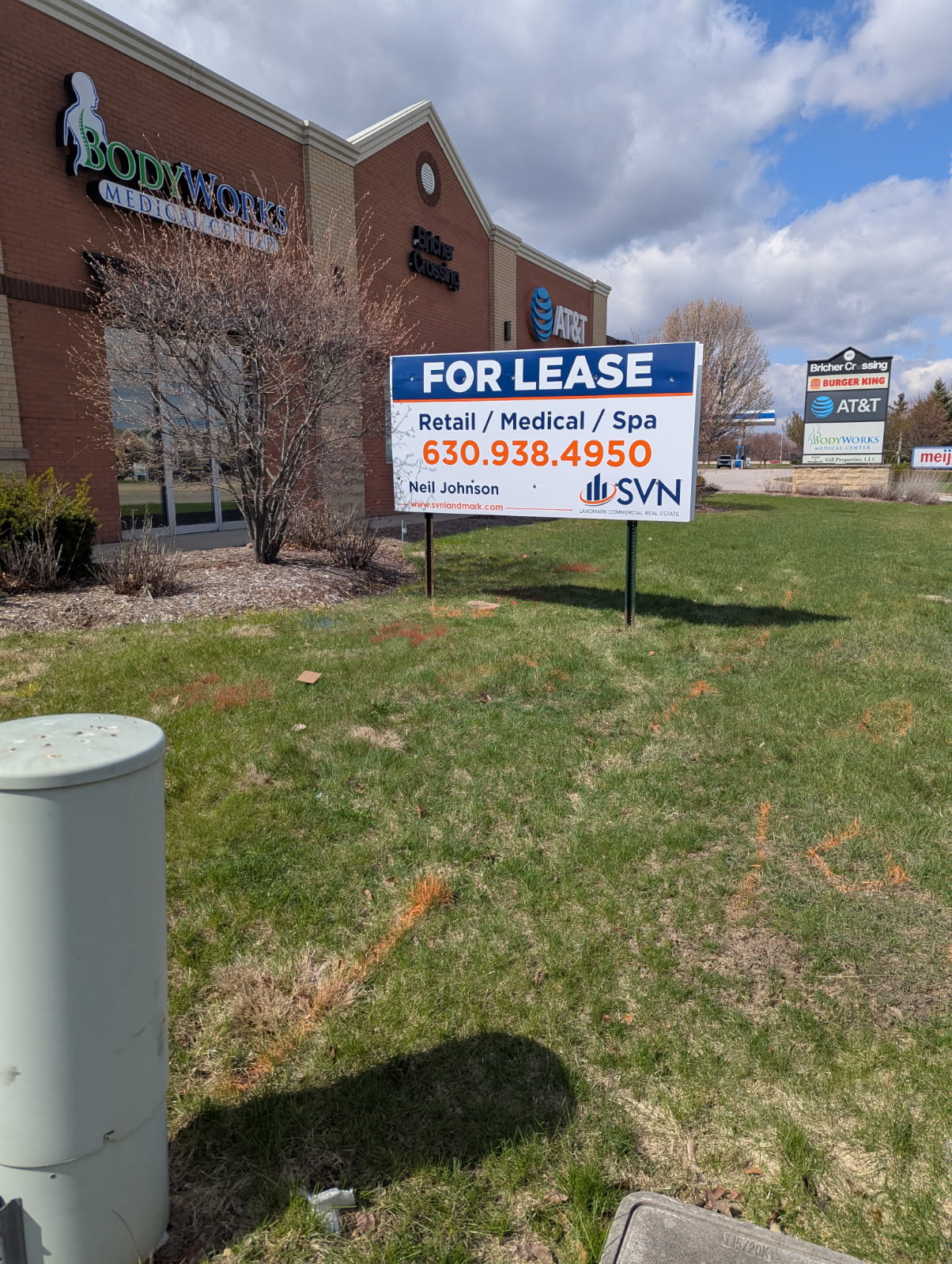 SVN Landmark 'For Lease' retail property sign at Bricher Crossing