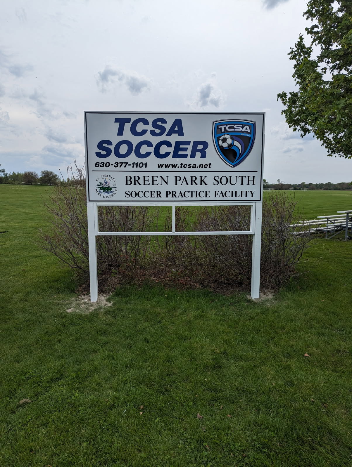 TCSA Soccer facility sign at Breen Park South